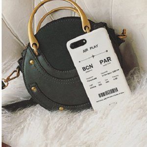 Black Leather Round Bag - Crossbody Small Leather Bag - Round Shoulder Bag